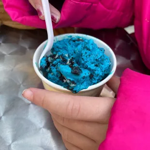 Blue monster partially enjoyed by my daughter. As in half way eaten.