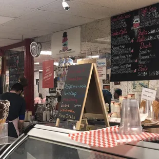 Inside the ice cream shop