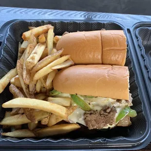 Cheesesteak with fries