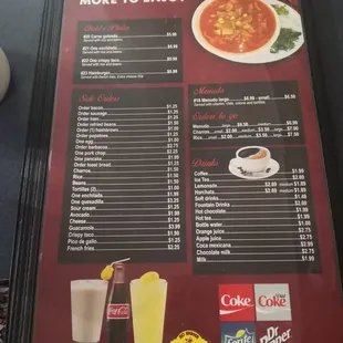 Menu photo.