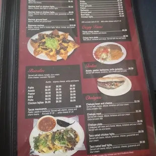 Menu photo.