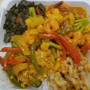 Saute Curry Shrimp Platter