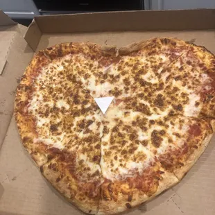 Heart shaped cheese pizza