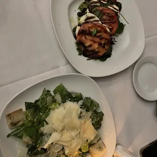 Caesar Salad &amp; Tomato and Mozzarella Salad