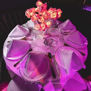 a table set for a wedding reception