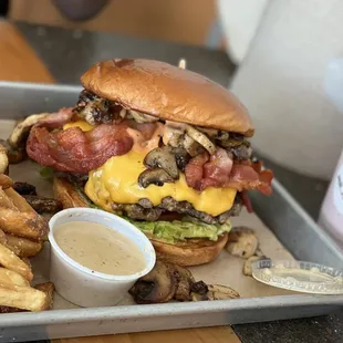 With mushrooms and bacon