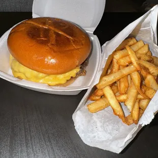 Cheeseburger and fries