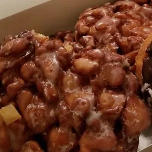 Omg Apple fritters. Crunchy, sweet, flat, not super doughy