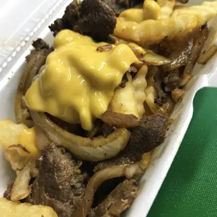 Loaded Philly Cheesesteak (special order with fries and yellow cheese)