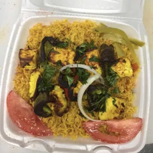 Rice plate with beef &amp; chicken