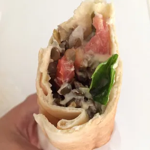 Mujadara pita wrap