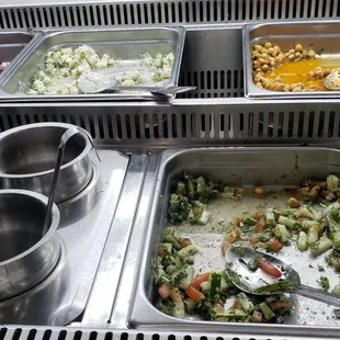 Salad bar with fresh veggie choices