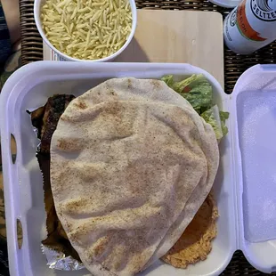 Grilled chicken To go order, shown with the rice it comes with.