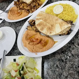 1. Chicken Kabob Plate &amp; 2. Chicken Shawarma Plate