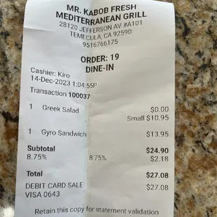 $27 for a sandwich and a salad?