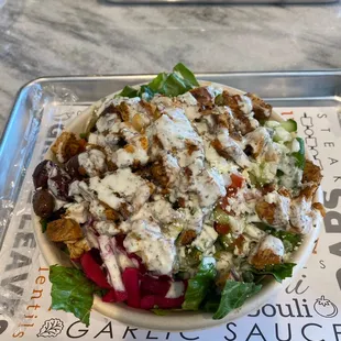 Chicken fattoush salad