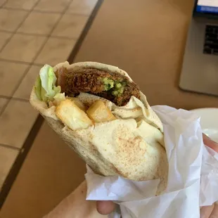 Got the Falafel wrap and added French fries.