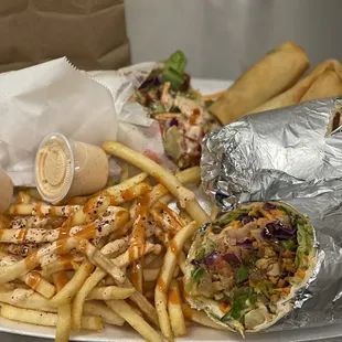 Vegetarian Spring Rolls 4pc Buffalo Garlic Fries Chicken Doner Wrap Chicken Gyro