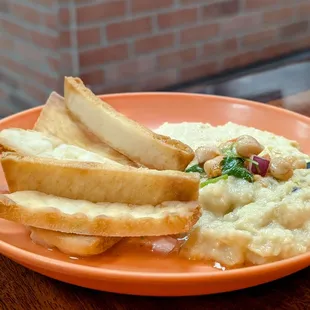 Pita chips with Hummus (made of eggplant)
