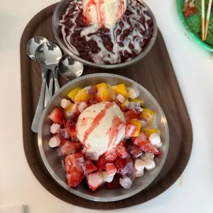Korean shaved ice!  Strawberry and sweet red bean Bing soo!