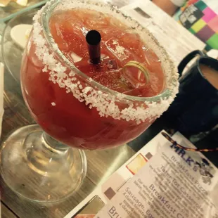 Bloody Mary and rim salt.