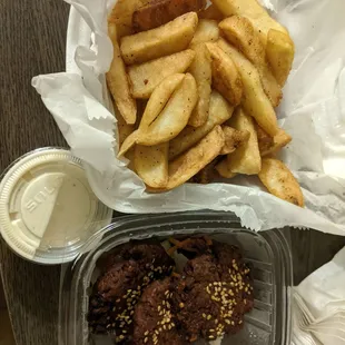 Egyptian fries and falafel side