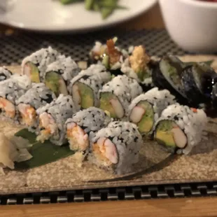 The eel, the California, and the shrimp tempura roll!