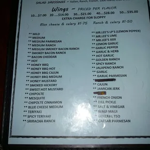 There are many interesting wing choices!