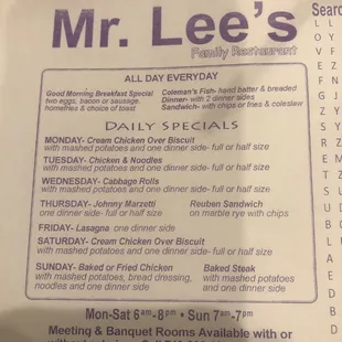 Mini menu