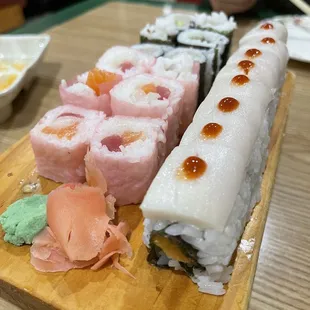 sushi on a cutting board