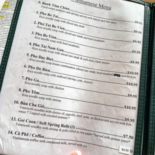 the menu