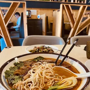 Pickled Pepper Beef Noodle Soup (15.99) med. Spicy