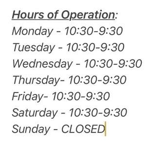 Hours of operation