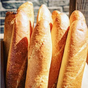 a bunch of baguettes