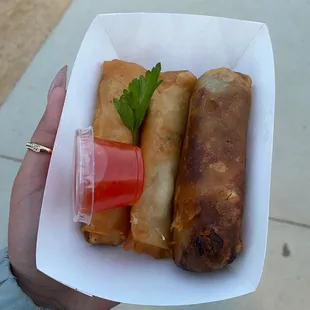 Beef and chicken lumpias