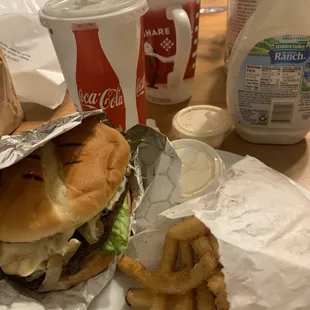 Garden Burger, fries, oreo Hand Dip Milk Shake