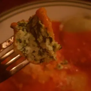 Inside of the Roasted Red Pepper Ravioli