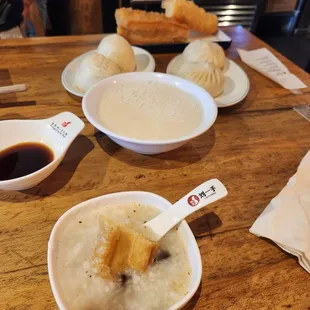 a bowl of soup and a bowl of dumplings