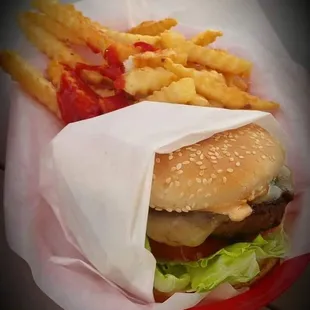Mexiburger. W/ grilled onions &amp; jalapeños