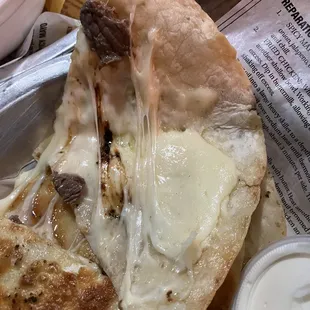 Steak Quesadilla. Not much meat in this slice. To be fair the other slices had a lot more meat.