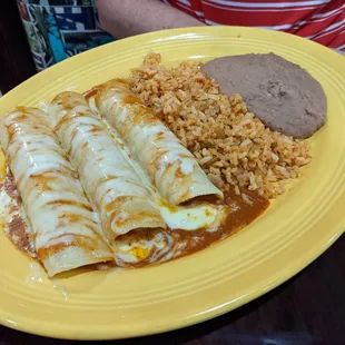 My friend had the chicken enchiladas in a red sauce.