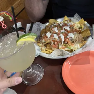 Jumbo margarita and nachos