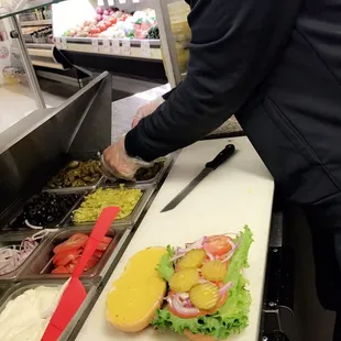 Preparing most delicious sandwich ever