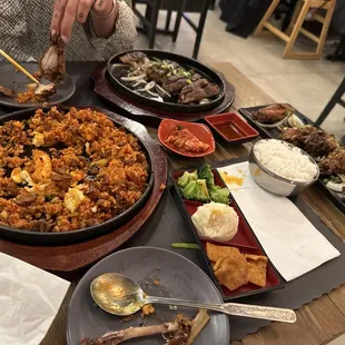 Kimchi Fried Rice, Fried Chicken Wing, Rib-Eye Steak