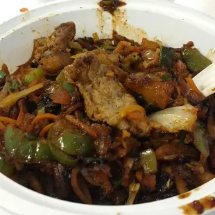 Spicy pork bowl with all the things