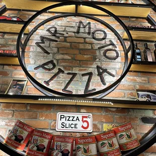 a pizza slice sign