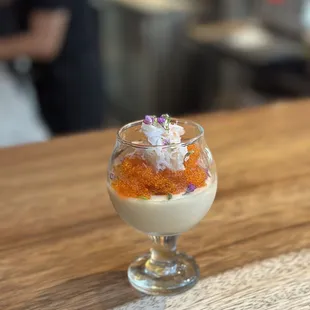a dessert in a glass
