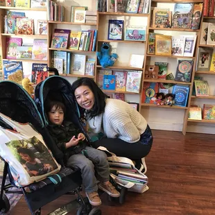 Hunter got a new library! Thanks Mr.Otto for letting us rummage through your shop. He can't wait to read through  all his new books.