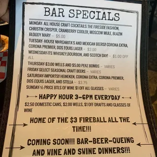 Bar special happy hour