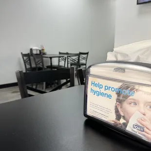 One table in back by restroom entrance.